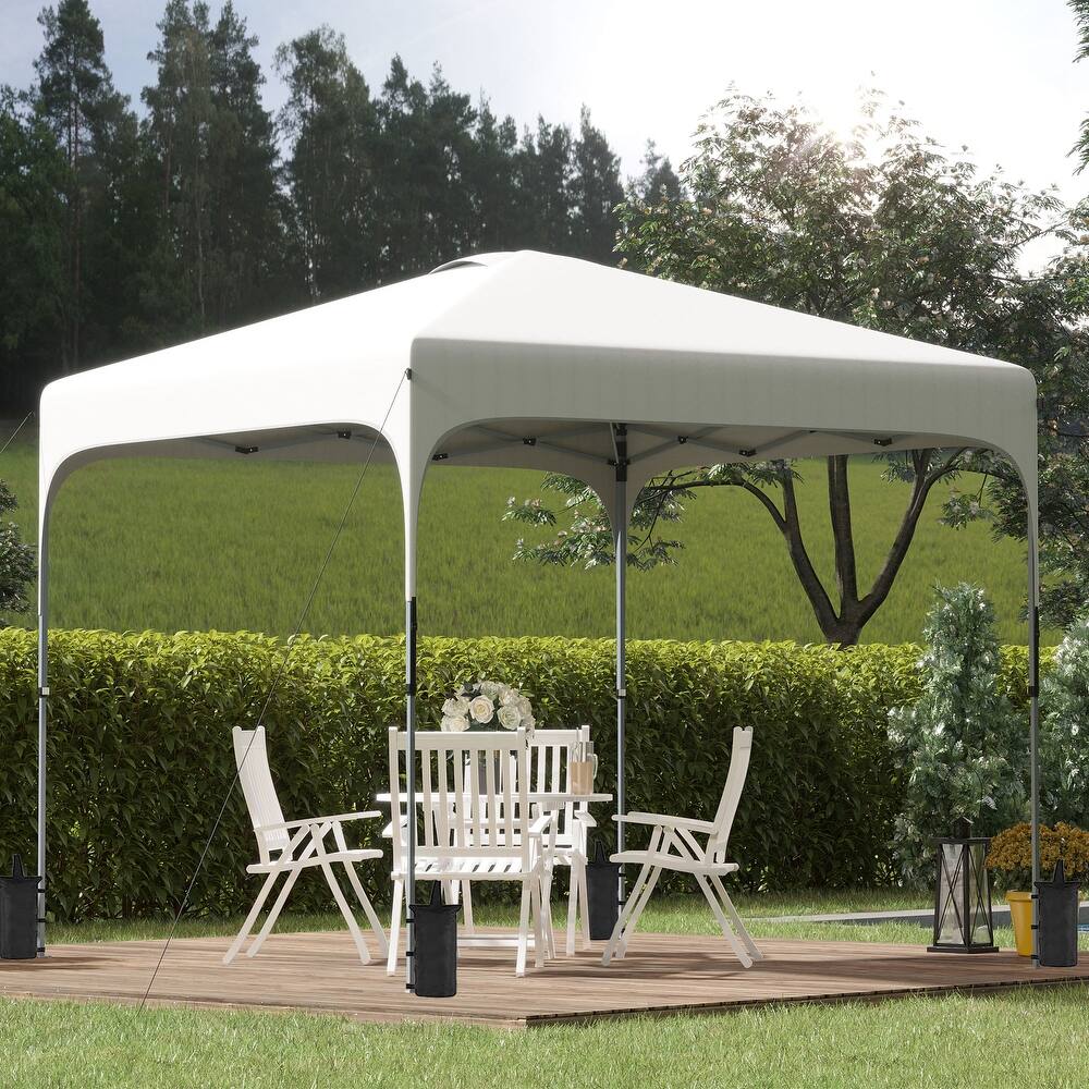 Outsunny Pop Up Gazebo, Foldable Canopy Tent with Carry Bag with Wheels and 4 Leg Weight Bags for Outdoor Garden Patio Party
