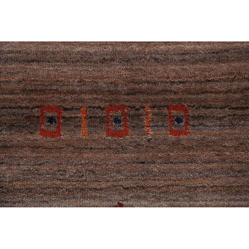 Brown Gabbeh Area Rug Handmade Tribal Oriental Wool Carpet - 8'2" x 9'10"