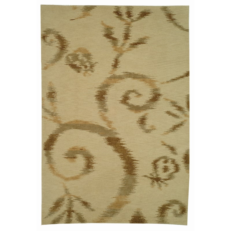 Martha Stewart by SAFAVIEH Damask Vine Silk/ Wool Rug - 9'6" x 13'6" - Raw Umber