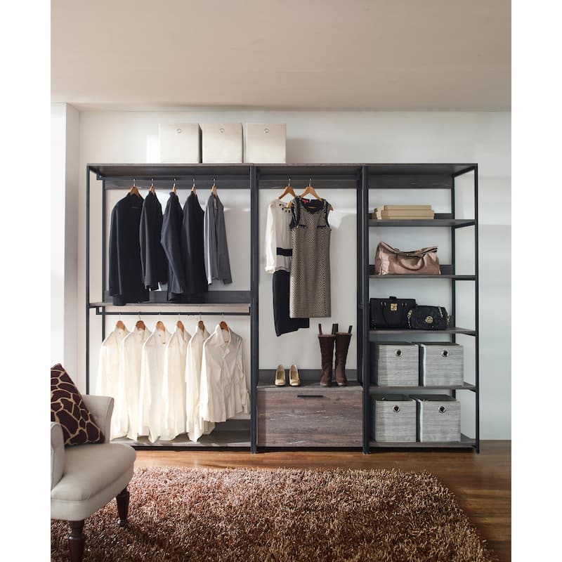 Modern Garment Rack, Walkin Closet with 1Drawer, for Hanging Clothes