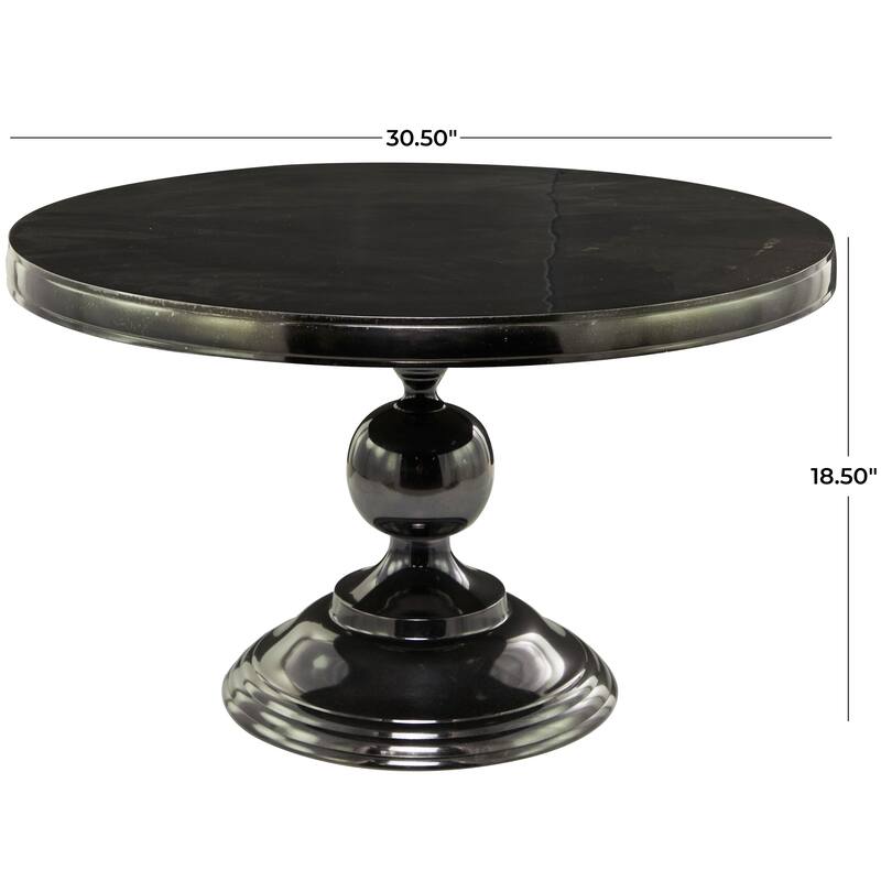 Black Aluminum Coffee Table with Pedestal Base