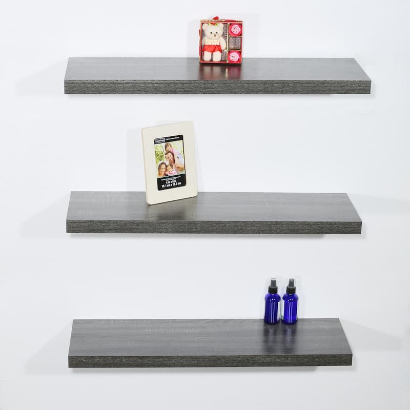 Set of 3 Modern and Contemporary Black Oak Floating Shelves - 9.25*31.5*1.5 inches - 9.25*31.5*1.5 inches - Black Oak