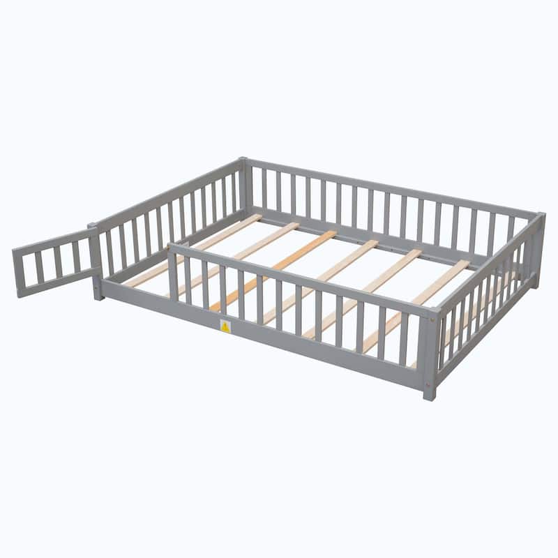 Durable Floor Platform Bed with Fence