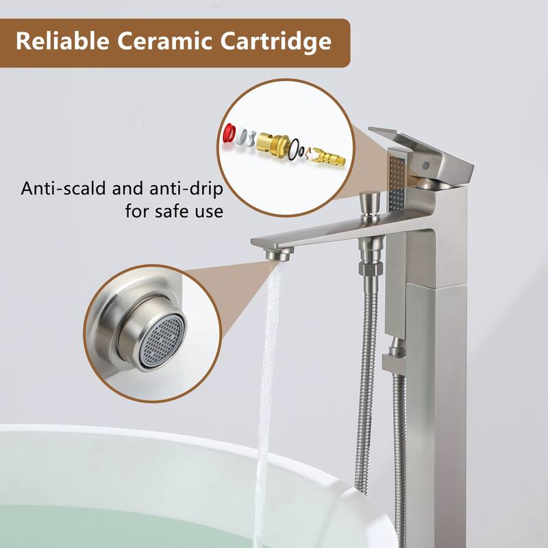Bathtub Faucet, Single Handle Floor Mounted Free Standing Bathtub Faucet