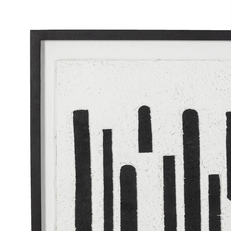 Mango Wood Canvas Shadow Box Wall Art Display - 48" Black/White