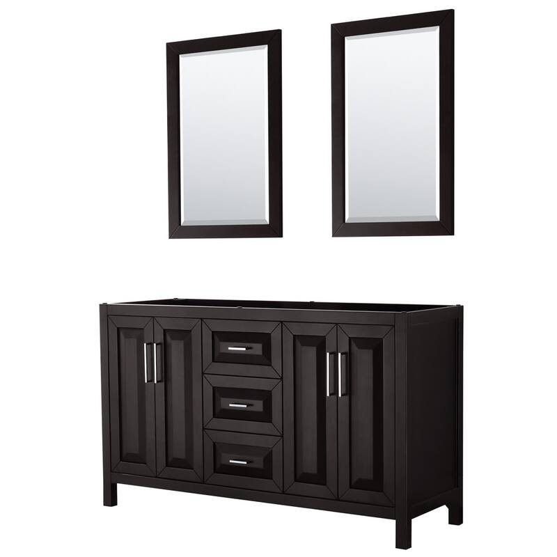 Wyndham Collection Daria 59" Double Free Standing Vanity Cabinet - - Dark Espresso / Polished Chrome Hardware