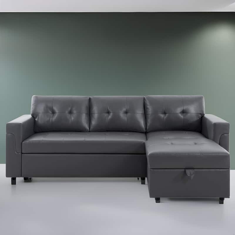 Reversible L-Shape Sleeper Sectional Sofa with Storage, Modern Convertible Sofa Bed for Living Room