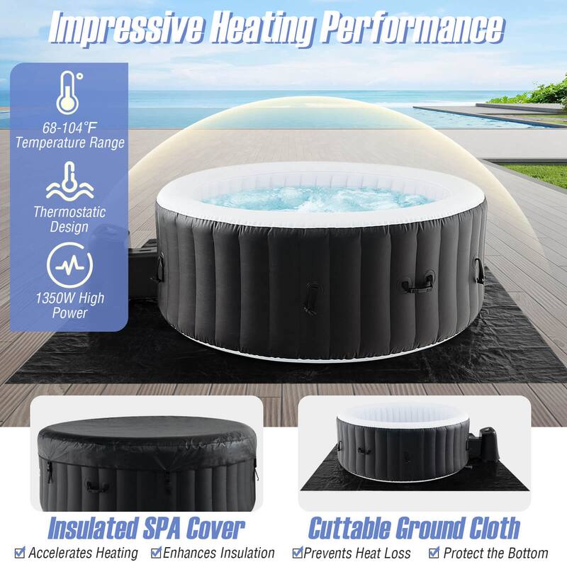 Costway 80" Round SPA Pool Inflatable Hot Tub with 130 Air Jets - See Details