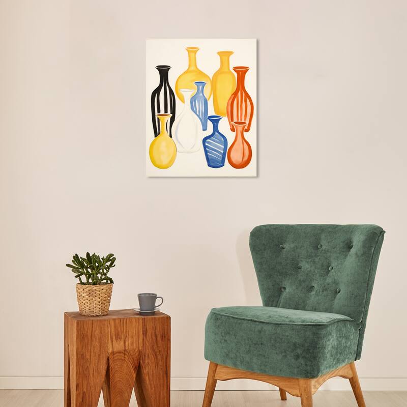 Wynwood Studio Canvas Floral and Botanical Transparent Vases Yellow and Modern & Contemporary Wall Art Canvas Print - 16 x 20
