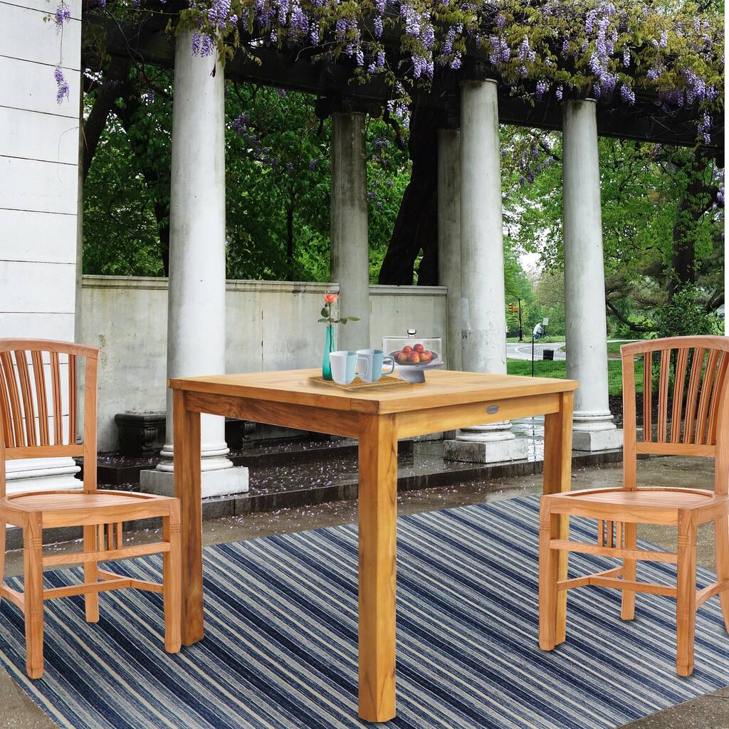 Chic Teak Florence Outdoor Teak Wood Patio Bistro Table, 35 Inch (table only)
