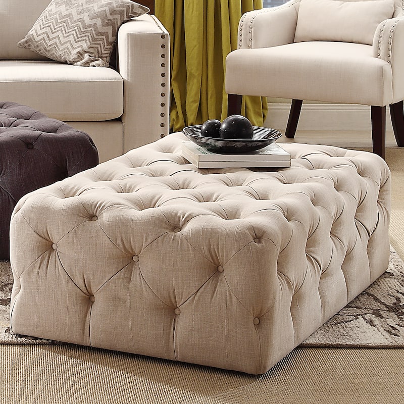 Knightsbridge Rectangular Tufted Ottoman with Casters by iNSPIRE Q Artisan