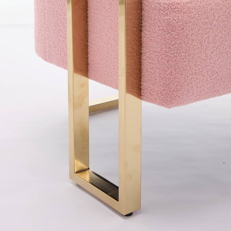 Simple And Stylish Accent Chair With Metal Foot, Teddy Velvet Upholstered Sofas For Bedroom, Living Room, Balcony, Office