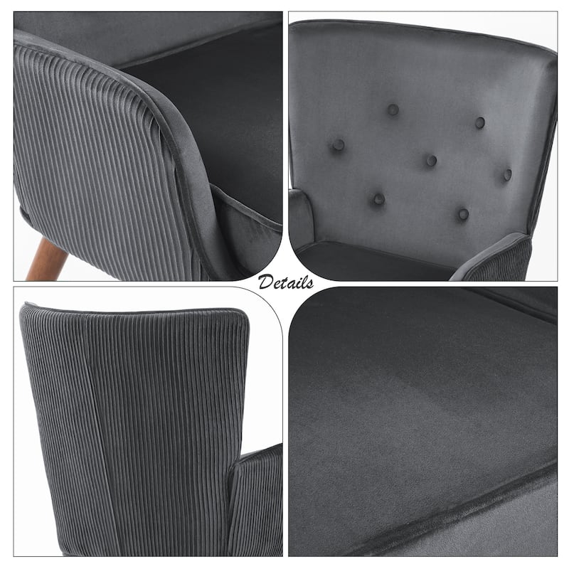 Velvet Upholstered Accent Chair Armchair for Living Room