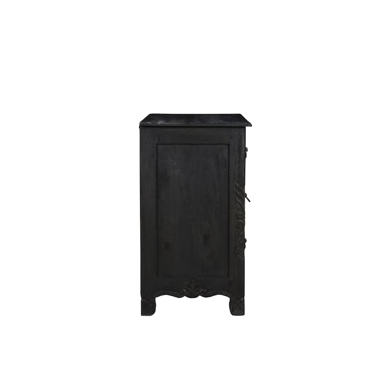Florence Floral Carved Wood 3-Drawer Nightstand