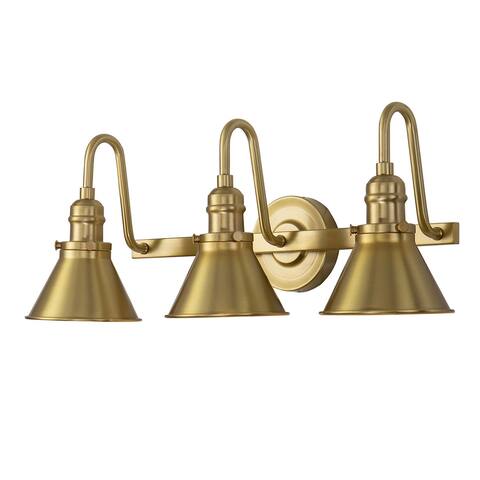 Aged Brass 3 Light Retro Bath Vanity Light