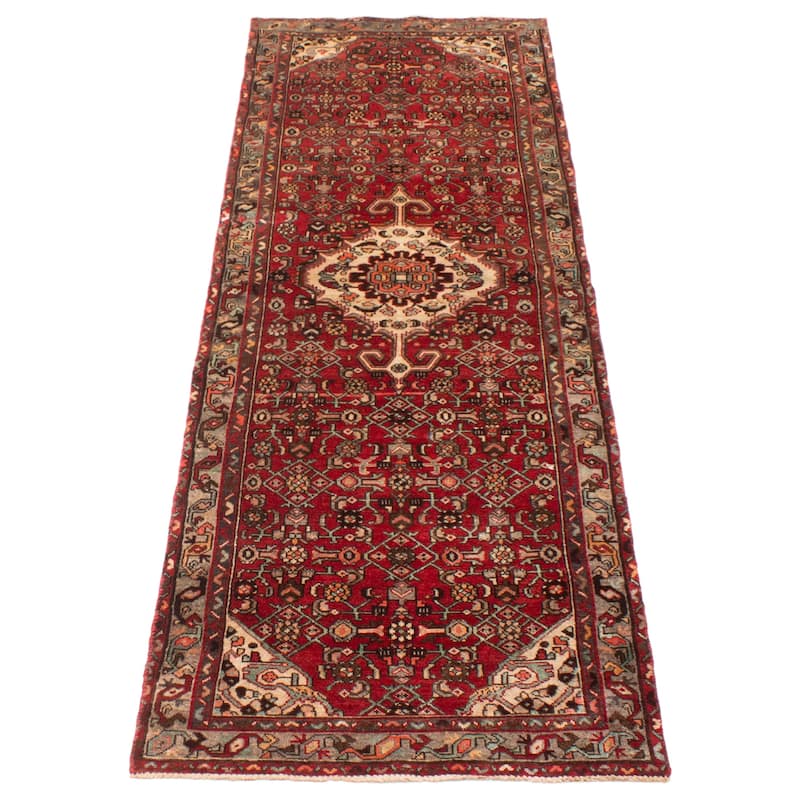 ECARPETGALLERY Hand-knotted Andelz Red Wool Rug - 3' 2" x 10'