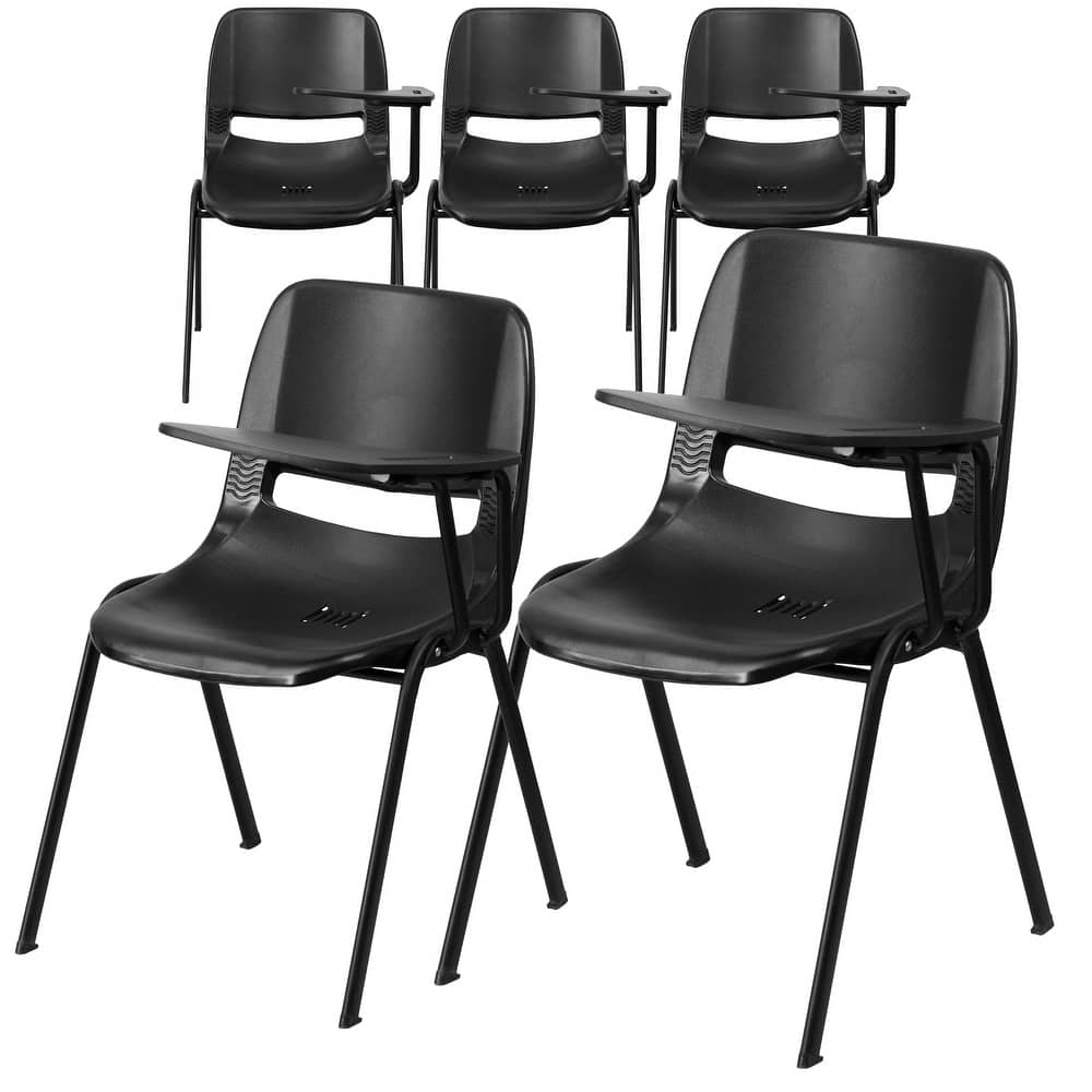 5 Pack Ergonomic Shell Chair with Left Handed Flip-Up Tablet Arm