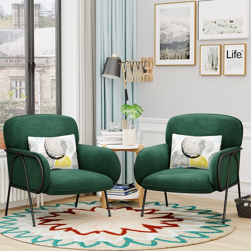 Velvet Accent Chair,Upholstered Modern Accent Chair Leisure Single Sofa Chair 23" Wide Seat Designed Arm Chair Corner Chair