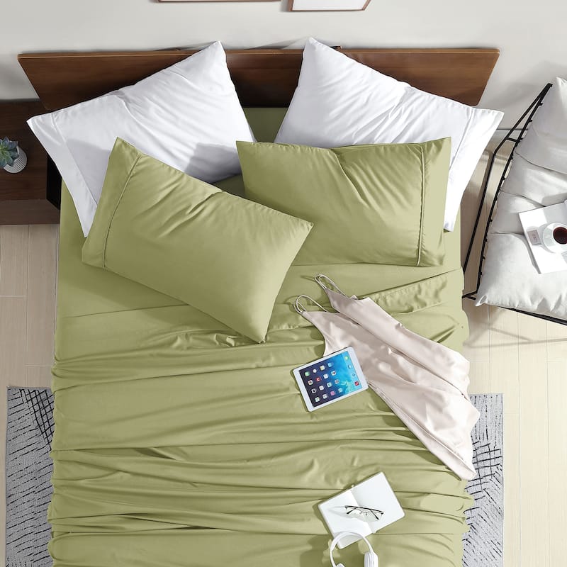 Swift Home Double Brushed Ultra Soft Microfiber Sheets 4-Piece Sheet Set Bedding Set - Assorted Colors