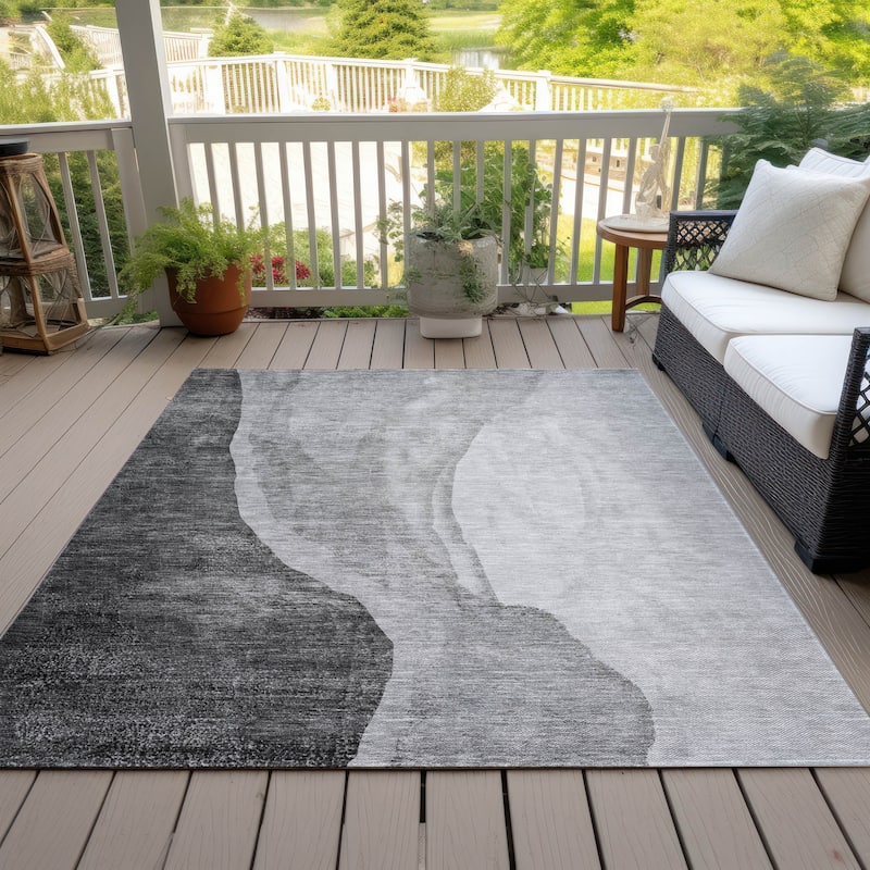 Machine Washable Indoor/ Outdoor Chantille Modern Abstract Rug