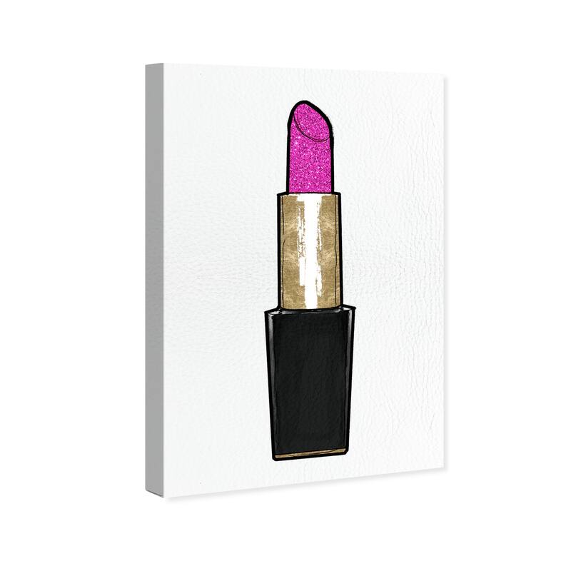 Wynwood Studio Canvas Fashion and Glam Very Pink Lipstick II Gold and Metallic Gold Glam Wall Art Canvas Print