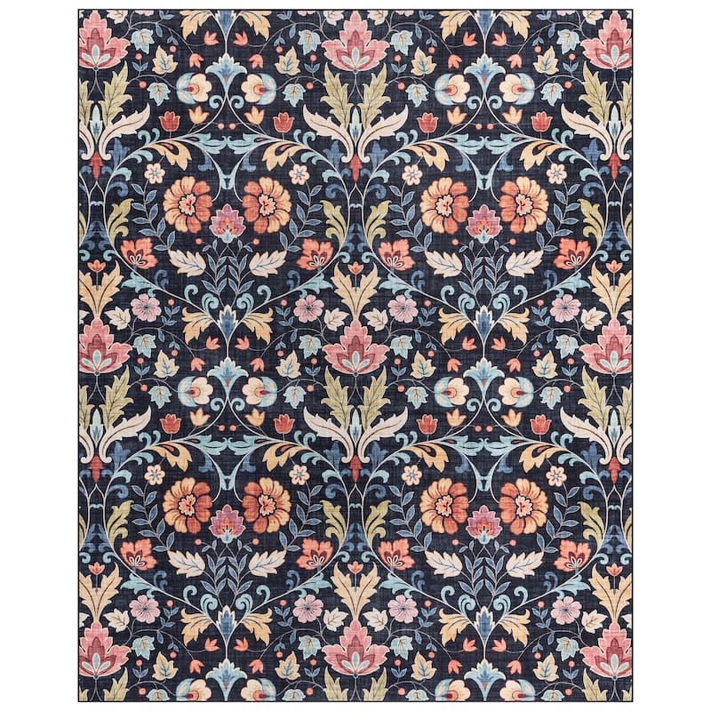 Gertmenian Crystal Print Soft Flat Pile Polyester Slip Resistant Washable Indoor Printed Area Rug Collection - 7' 10" x 10' - Verner - Rectangle