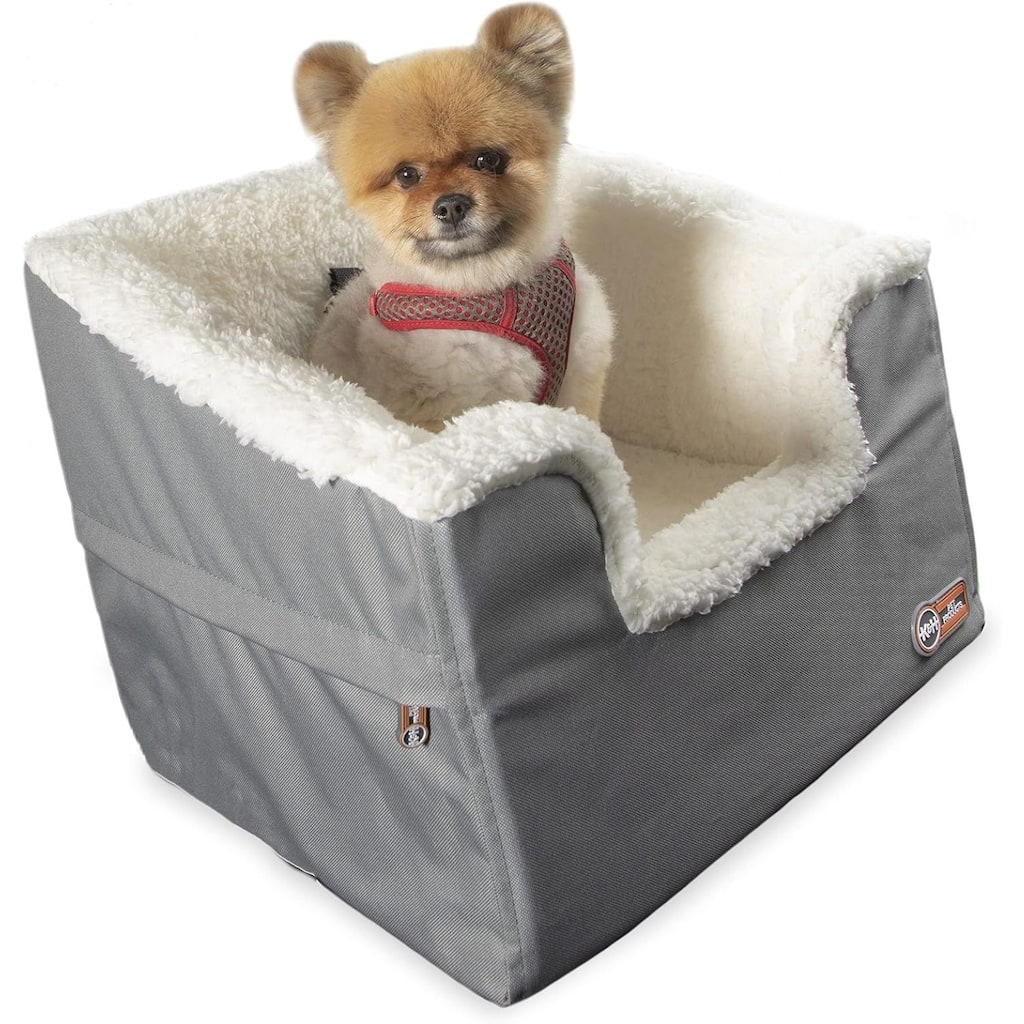 Rectangle Bucket Booster Pet Car Seat - Small - Gray and Beige
