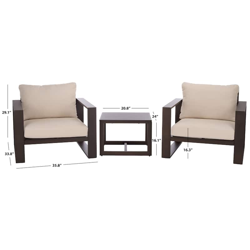 SAFAVIEH Outdoor Living Fash 3-piece Living Set - 36"W x 34"D x 30"H