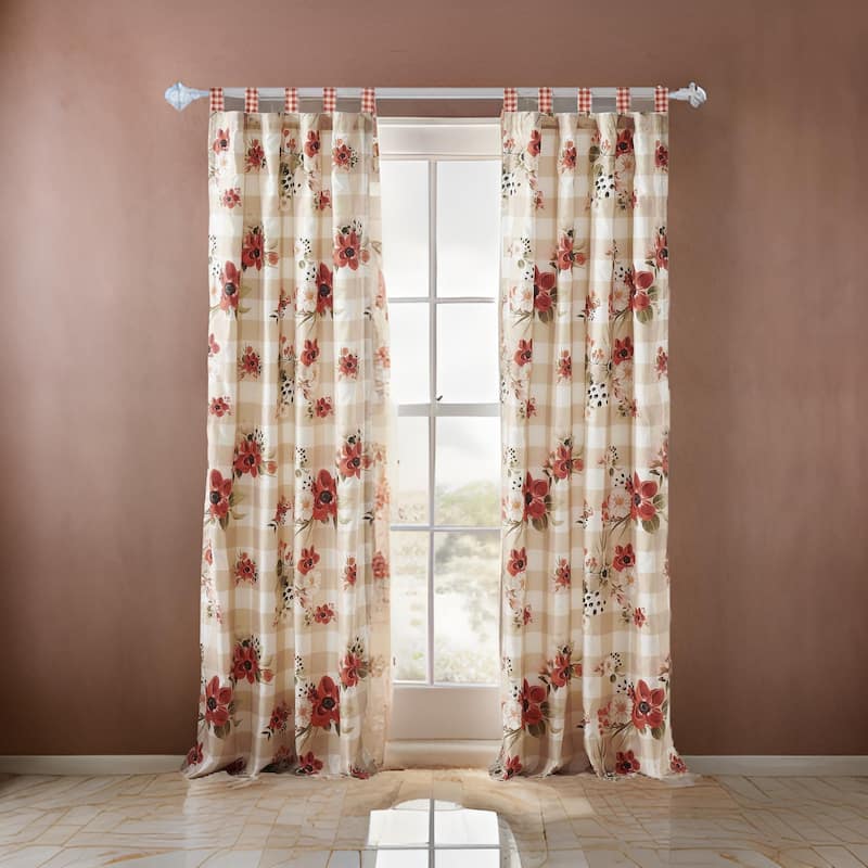 Lire 4 Piece Window Curtain Panel Set, Floral Print, Modern Multicolor