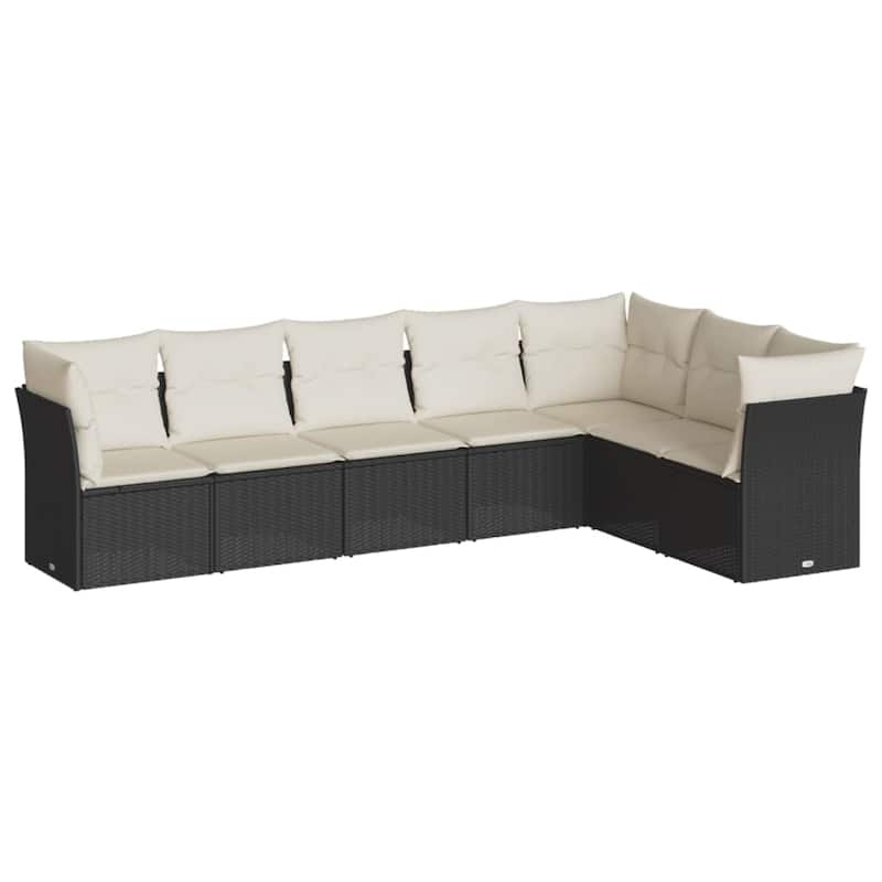 vidaXL Garden Sofa Set Black PE rattan, powder-coated steel, polyester - 24.4 x 24.4 x 27.2