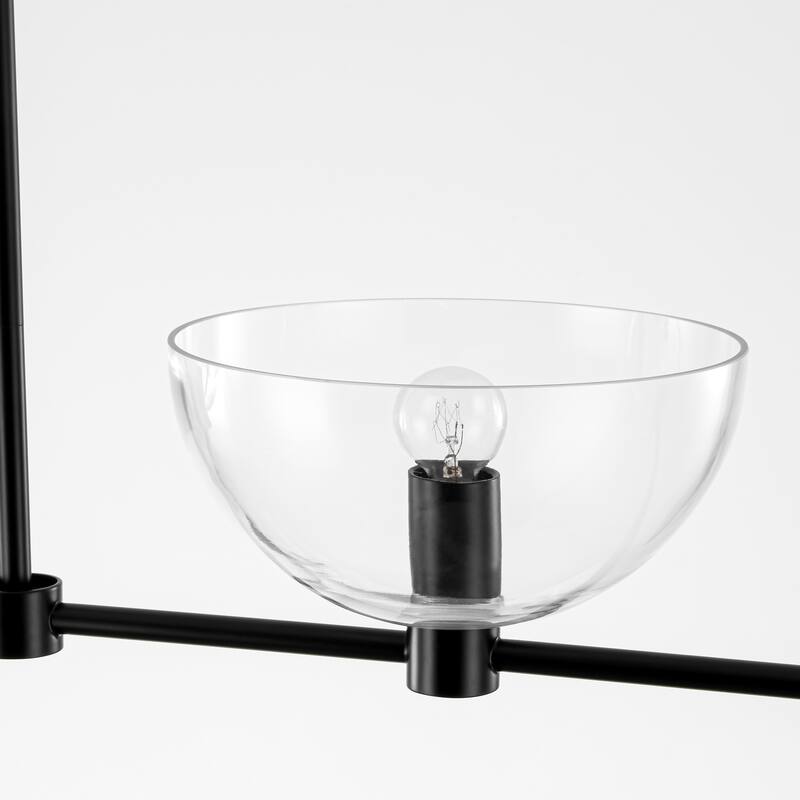 4-Light Modern Simple Bowl Design Linear Pendant Light for Kitchen Island