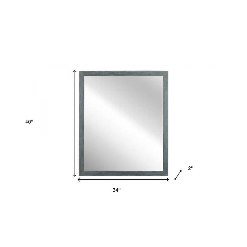 HomeRoots 40" Dark Gray Solid Wood Framed Accent Mirror - Dark Gray - 34' X '40' X '2