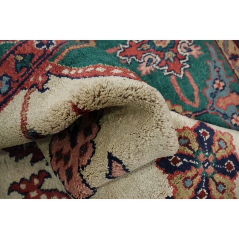 Hand Knotted Oriental 100% Wool Carpet Traditional Floral Beige & Ivories Agra Area Rug - 12' 0'' X 9' 0''