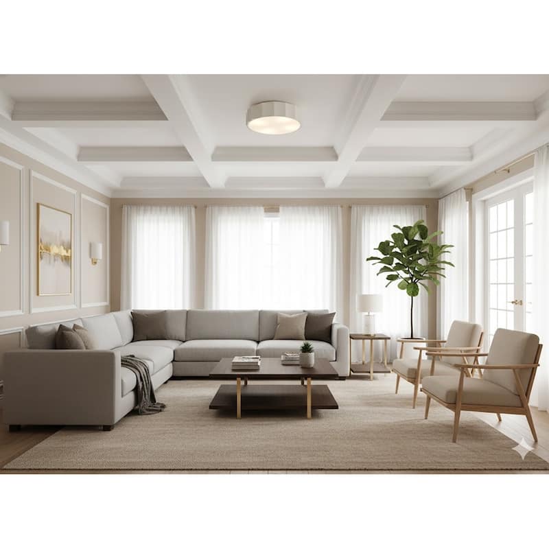 3 Light Shiny Nickel Iron Flush Mount with White Bottom Cover