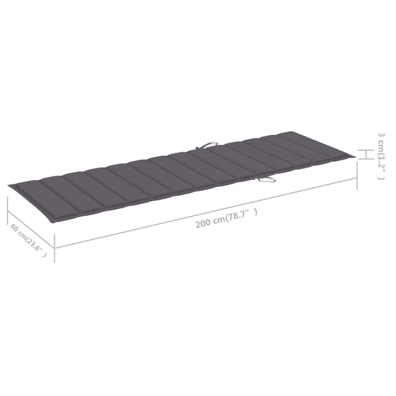 vidaXL Patio Sun Lounger with Cushion Solid Acacia Wood - 78.7" x 26.8" x 11.8"