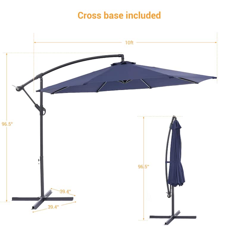 BONOSUKI 10ft Patio Offset Umbrella,w/Crossed Base Cantilever Umbrella