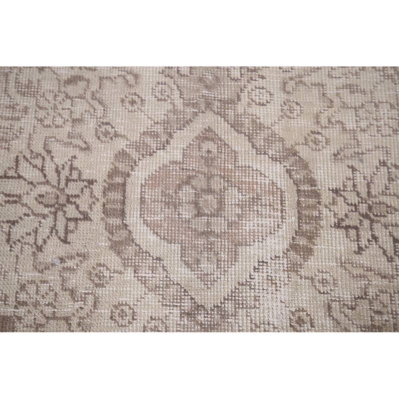 Distressed Muted Tabriz Persian Antique Rug Hand-Knotted Wool Carpet - 7'9" x 10'7"