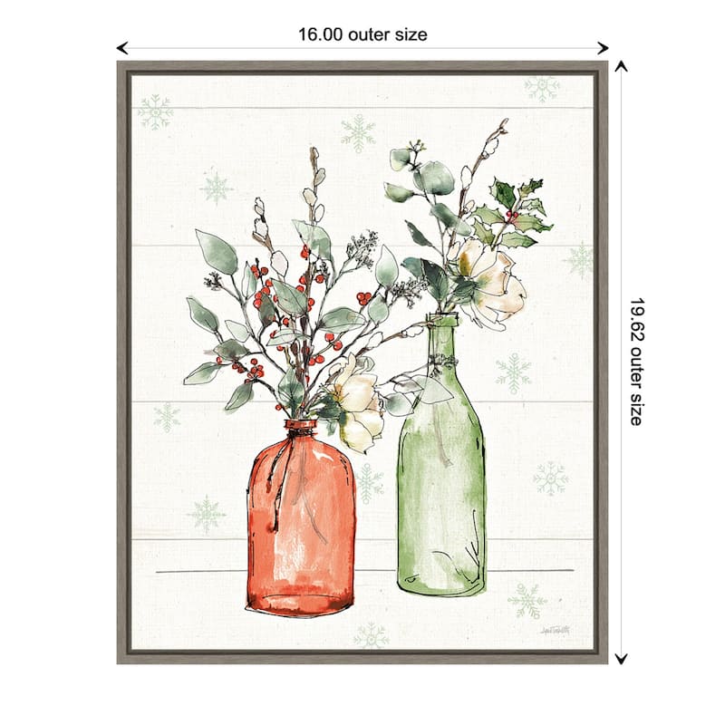 Modern Farmhouse II Christmas Floral Vase by Anne Tavoletti Framed Canvas Wall Art