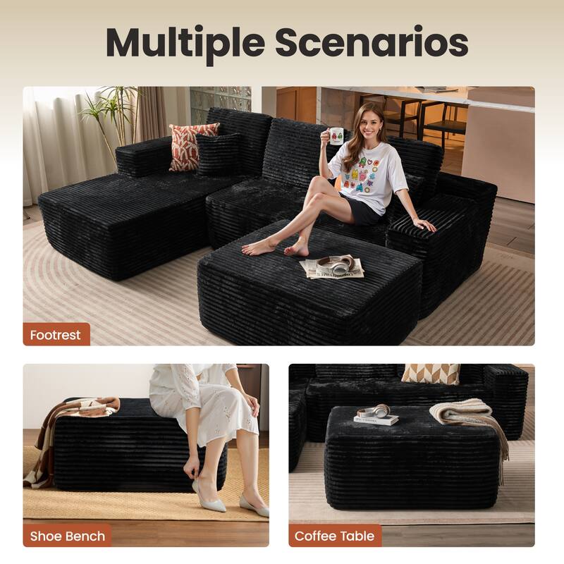 ​​OVIOS Lazy Chaise Lounge Sofa with Ottoman​