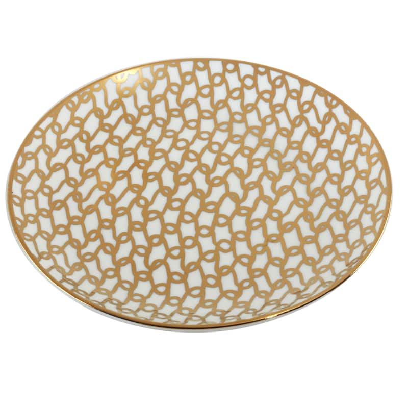 Certified International Mosaic Gold Plated 6" Luncheon/Canape Plates, Set of 6 Assorted Designs - 6-inch