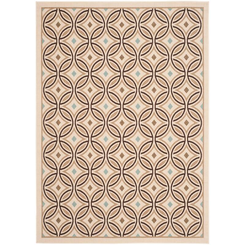 SAFAVIEH Veranda Indoor/ Outdoor Waterproof Patio Backyard Rug - 6' x 9' - Cream/Chocolate - Rectangle