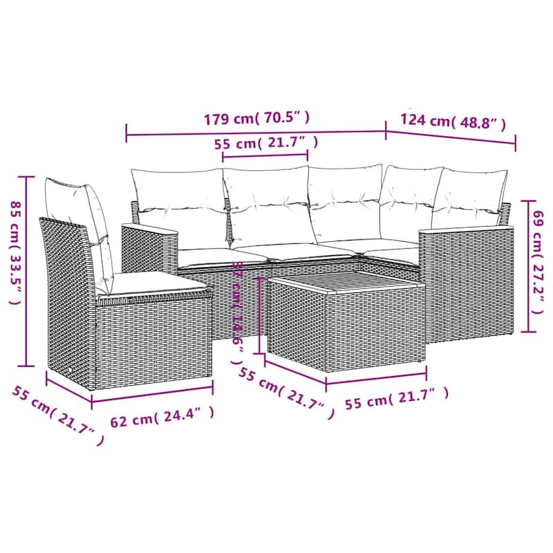 vidaXL Garden Sofa Set Black