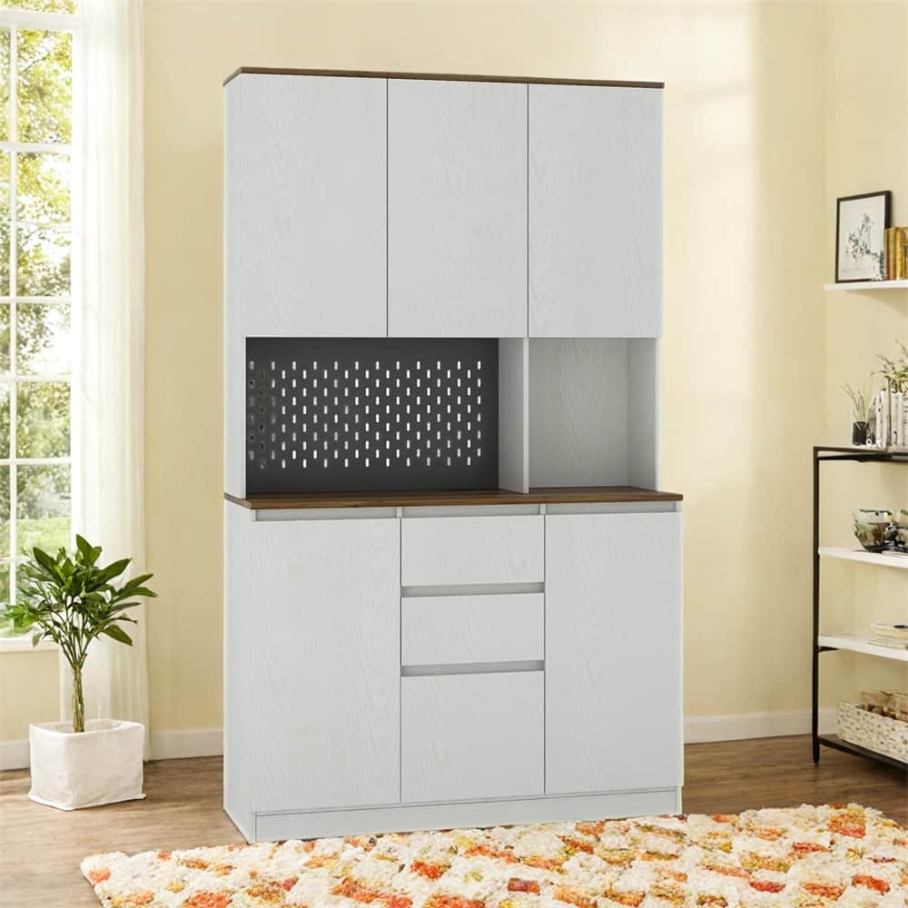 74" Kitchen Pantry Cabinet with Charging Station,Freestanding Buffet