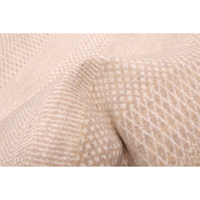 ECARPETGALLERY Hand-knotted Finest Silk Shadow Beige Silk, Wool Rug - 2'4 x 9'11