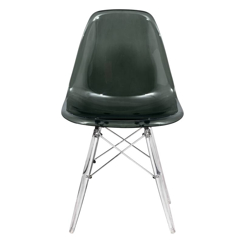 LeisureMod Dover Molded Side Chair with Acrylic Base, Set of 4 - Red - 36 x 32.4 x 16.25