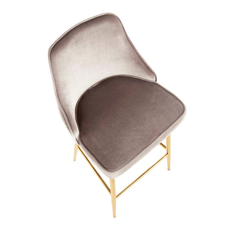 LumiSource Marcel Glam Velvet Gold Metal Counter Stools (Set of 2)