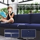 preview thumbnail 12 of 24, Outsunny 3-Seat Patio Sofa with Cushions, PE Rattan Outdoor Couch with Wood Grain Wide Armrests for Porch