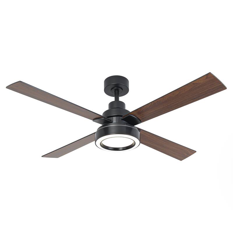 52" Modern Brushed Nickel Bedroom Ceiling Fan with Light and Remote Control