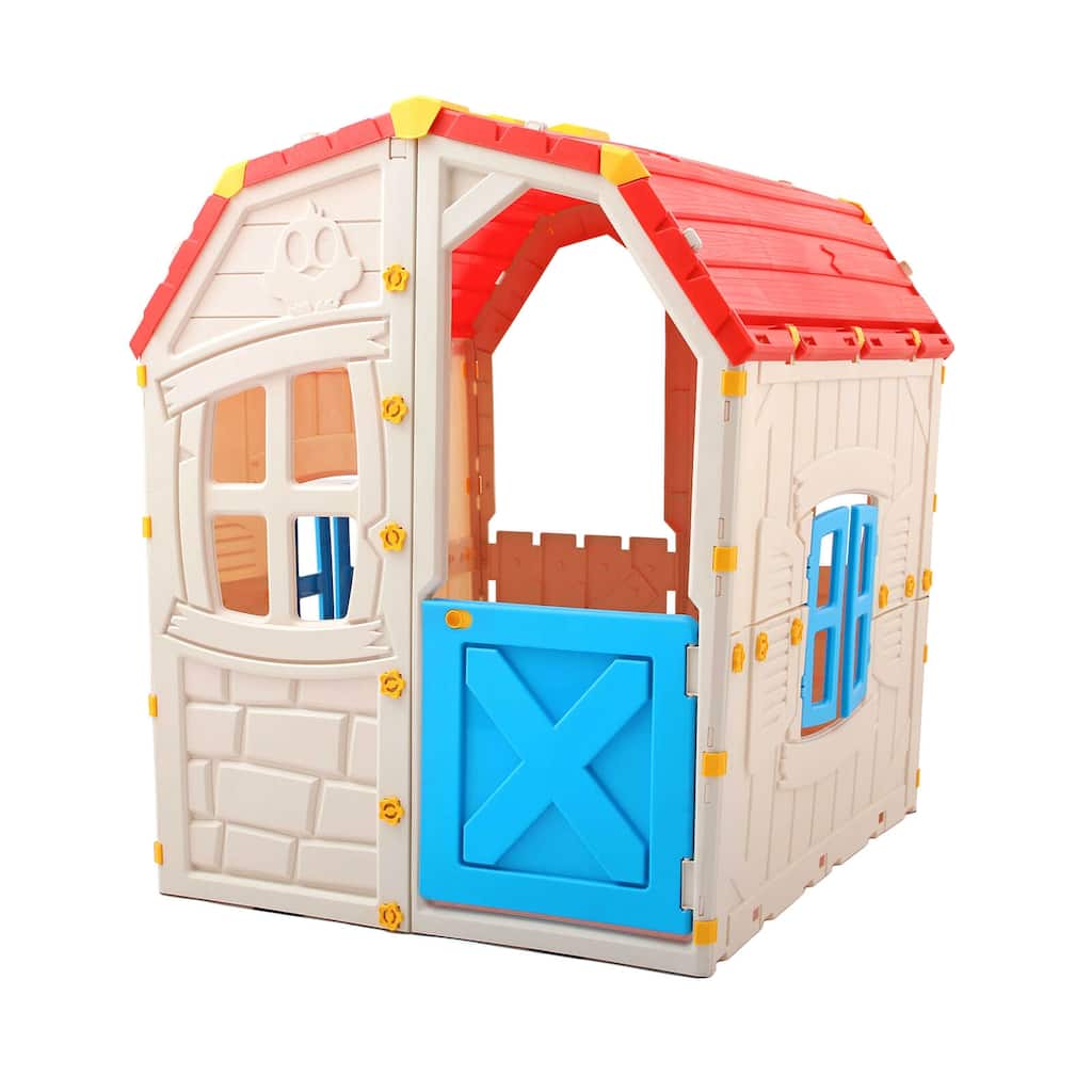Costway Outdoor Kids Playhouse with Openable Door Windows for Home - See Details