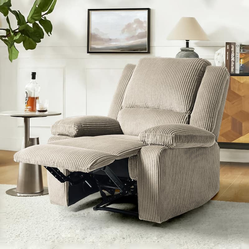 Corduroy Manual Recliner Glider Club Chair with Footrest